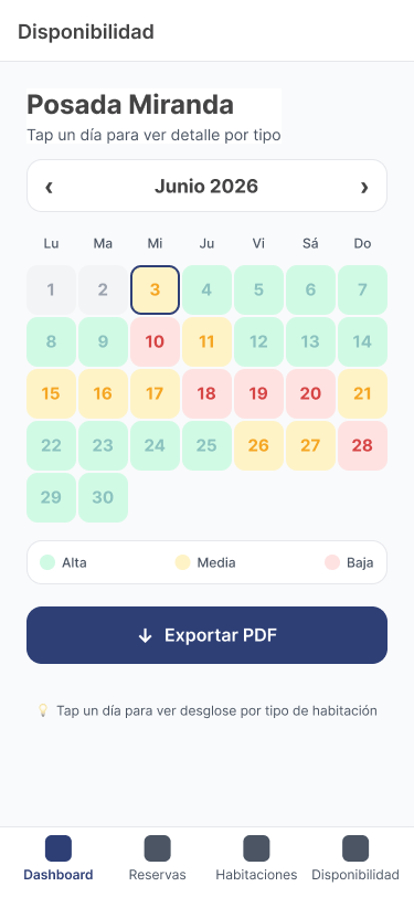 Calendar screen of the Dashy PMS app